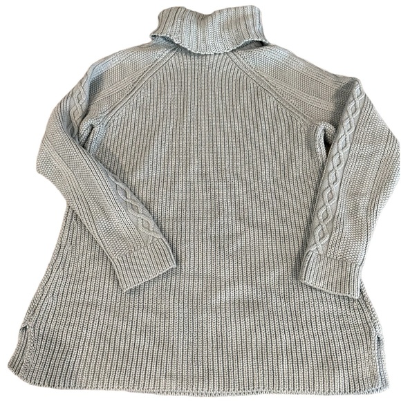 Talbots cable knit ribbed turtle neck sweater, size large petite, light … - Picture 6 of 9